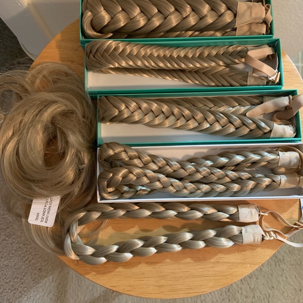 LAST CHANCE!  6 Madison Braids Faux Hair - Ashy Highlighted Blonde shade. New.